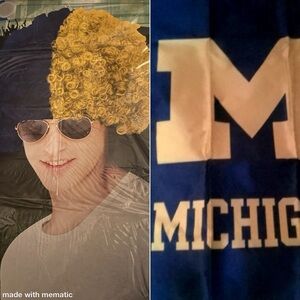 University of Michigan Flag and Fan Wig